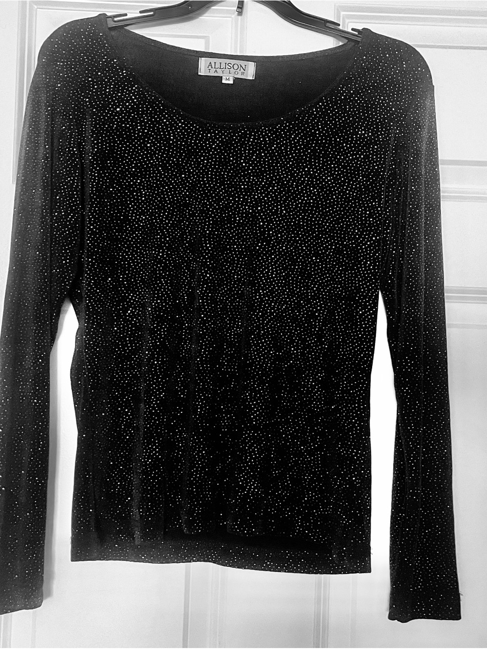 Allison Taylor Black Sparkle Long-Sleeve Top